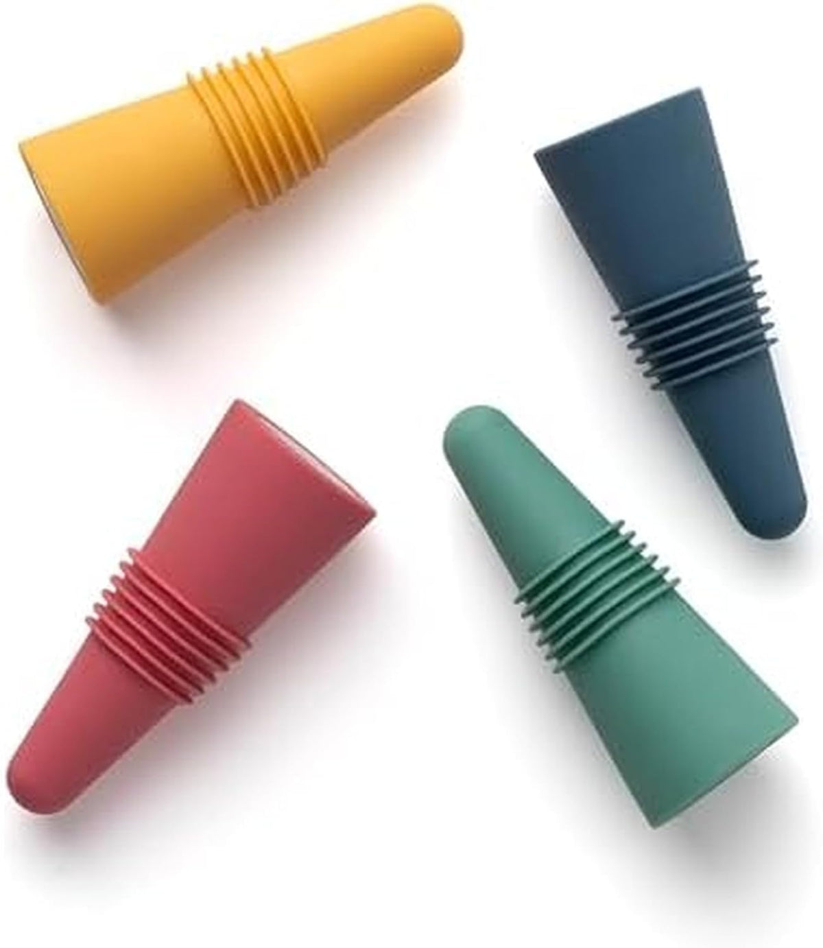 W6121 Bottle Stoppers Set of 4, Multicolor Wine Bottle Caps to Preserve Freshness, Stylish and Durable, Perfect for Parties and Gifts