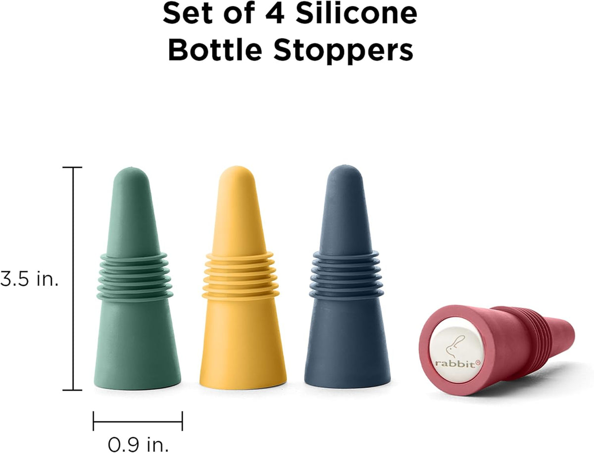 W6121 Bottle Stoppers Set of 4, Multicolor Wine Bottle Caps to Preserve Freshness, Stylish and Durable, Perfect for Parties and Gifts