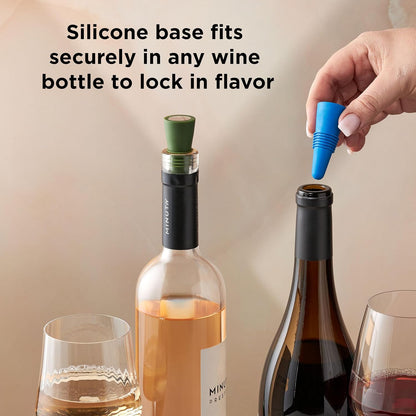 W6121 Bottle Stoppers Set of 4, Multicolor Wine Bottle Caps to Preserve Freshness, Stylish and Durable, Perfect for Parties and Gifts