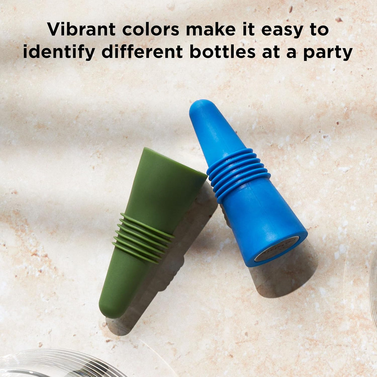 W6121 Bottle Stoppers Set of 4, Multicolor Wine Bottle Caps to Preserve Freshness, Stylish and Durable, Perfect for Parties and Gifts