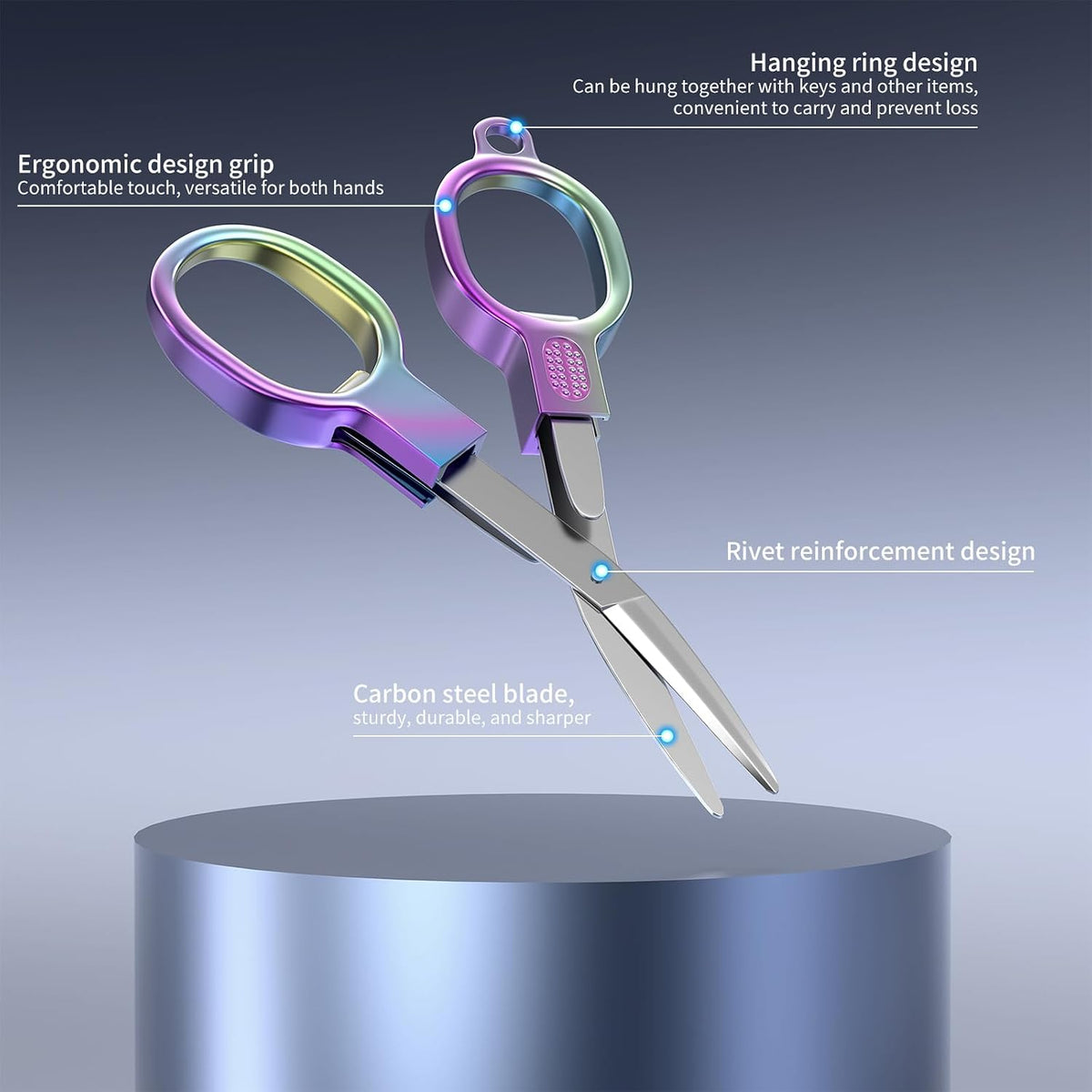 2 Pcs Folding Stainless Steel Portable Mini Travel Scissors, Safety Foldable Pocket Badge Small Scissors All Purpose for Travel, Home, Office, Craft, Sewing, Nurse Accessories