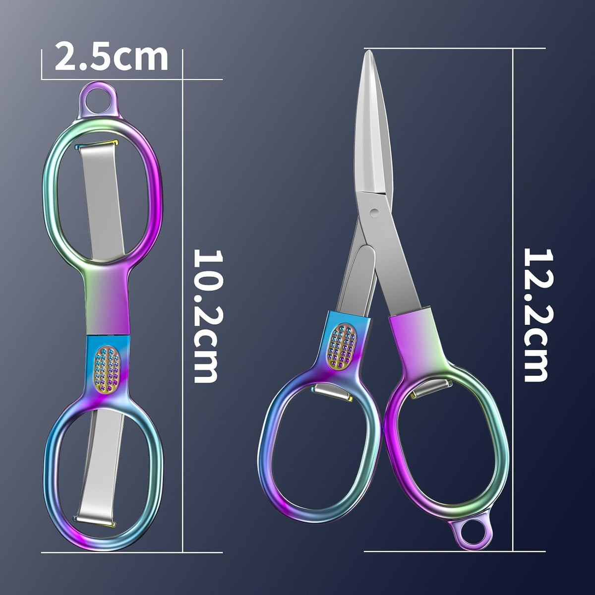 2 Pcs Folding Stainless Steel Portable Mini Travel Scissors, Safety Foldable Pocket Badge Small Scissors All Purpose for Travel, Home, Office, Craft, Sewing, Nurse Accessories