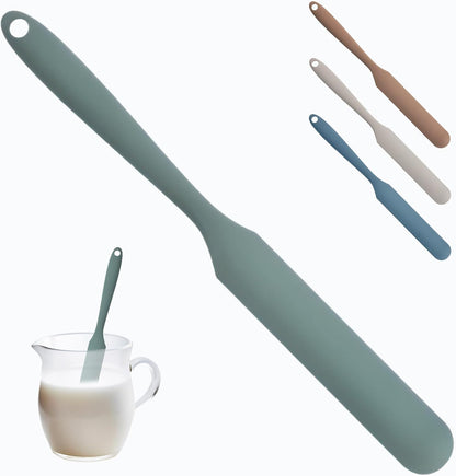 Silicone Jar Spatula,Non-Stick Heat Resistant Kitchen Thin Spatula,Sourdough Stirring Stick,Jam Spreader for Peanut Butter,Cake Cream Butter Spatulas for Scraping Icing Bread Cream (Green)