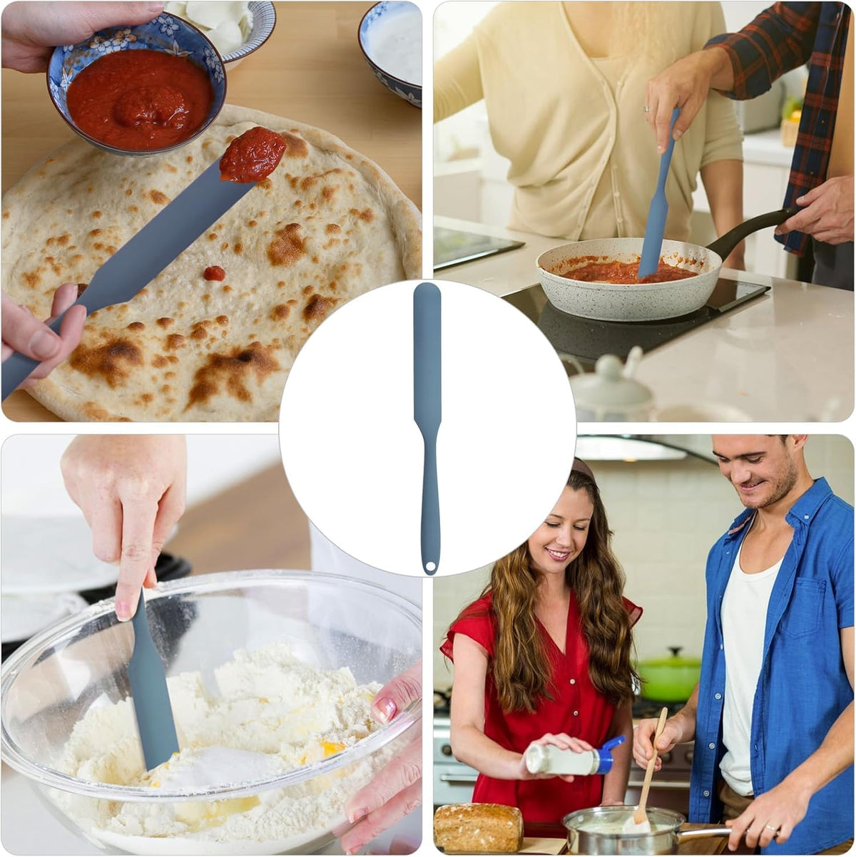 Silicone Jar Spatula,Non-Stick Heat Resistant Kitchen Thin Spatula,Sourdough Stirring Stick,Jam Spreader for Peanut Butter,Cake Cream Butter Spatulas for Scraping Icing Bread Cream (Green)