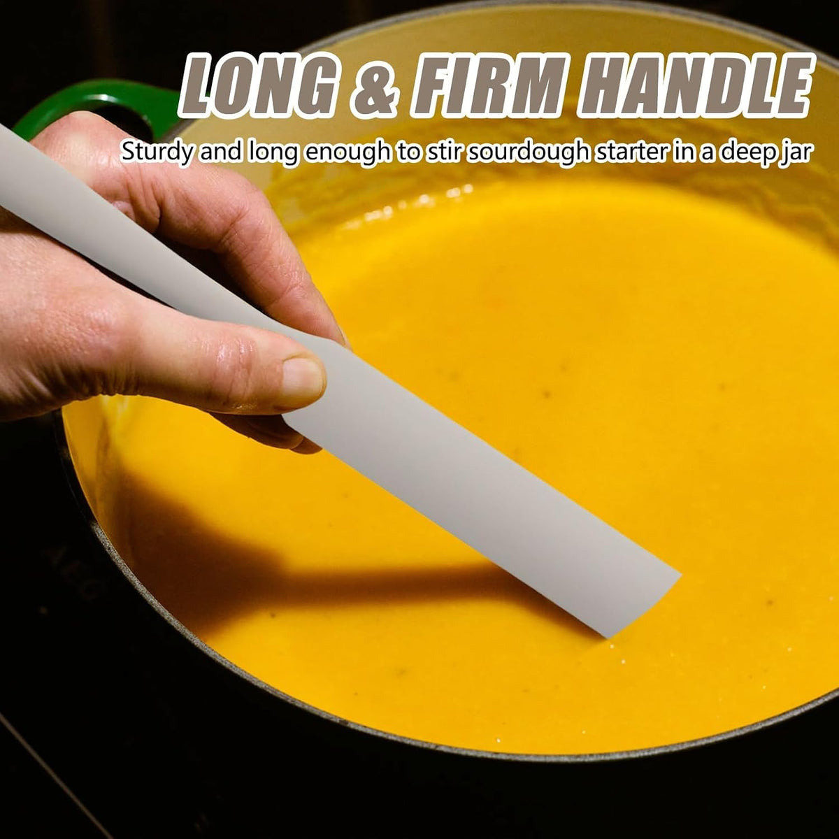 Silicone Jar Spatula,Non-Stick Heat Resistant Kitchen Thin Spatula,Sourdough Stirring Stick,Jam Spreader for Peanut Butter,Cake Cream Butter Spatulas for Scraping Icing Bread Cream (Green)