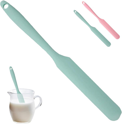 Silicone Jar Spatula,Non-Stick Heat Resistant Kitchen Thin Spatula,Sourdough Stirring Stick,Jam Spreader for Peanut Butter,Cake Cream Butter Spatulas for Scraping Icing Bread Cream (Green)