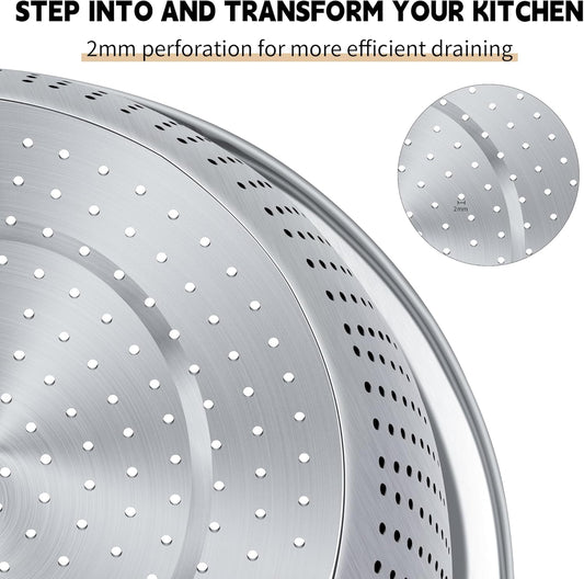 Colander Stainless Steel 3-quart with Bowls,Strainer for Kitchen(2PC)