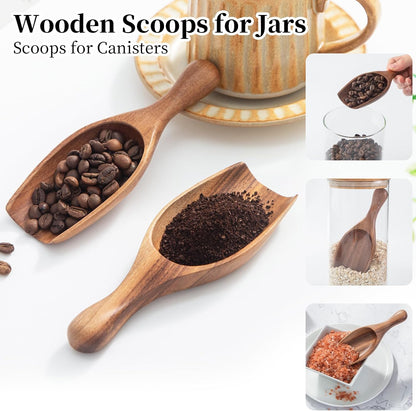 Large Wooden Scoop - 6.3Inches Wood Scoop for Coffee Bean Sugar Tea Powder Bath Salt Laundry Detergent, Multipurpose Kitchen Flour Scoop for Big Jars Canisters