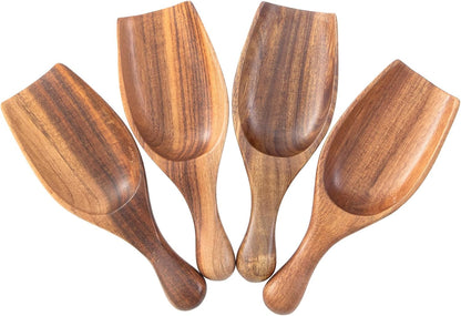 Large Wooden Scoop - 6.3Inches Wood Scoop for Coffee Bean Sugar Tea Powder Bath Salt Laundry Detergent, Multipurpose Kitchen Flour Scoop for Big Jars Canisters