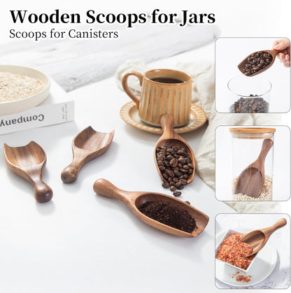 Large Wooden Scoop - 6.3Inches Wood Scoop for Coffee Bean Sugar Tea Powder Bath Salt Laundry Detergent, Multipurpose Kitchen Flour Scoop for Big Jars Canisters