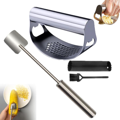 Garlic Press Rocker - Chopper - Smasher - Crusher - Mincer Tool, 2025 New Stainless Steel Garlic Press, Garlic Grater Tool, For Squeezes, Extracts, Crushes