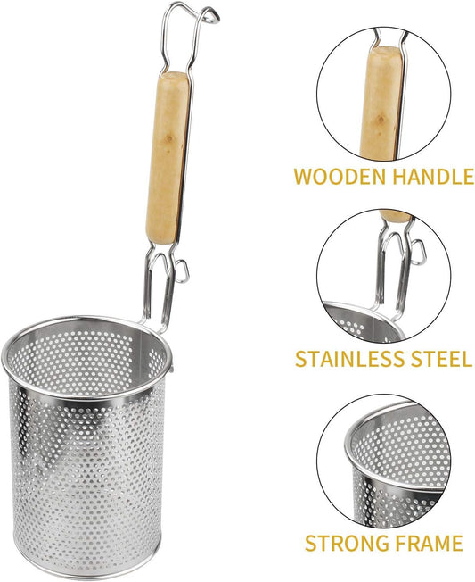 Spaghetti Strainer Spoon, Stainless Steel Food Strainer Noodle Strainer with Handle 4.4 X 4.6 X 14.7 inches
