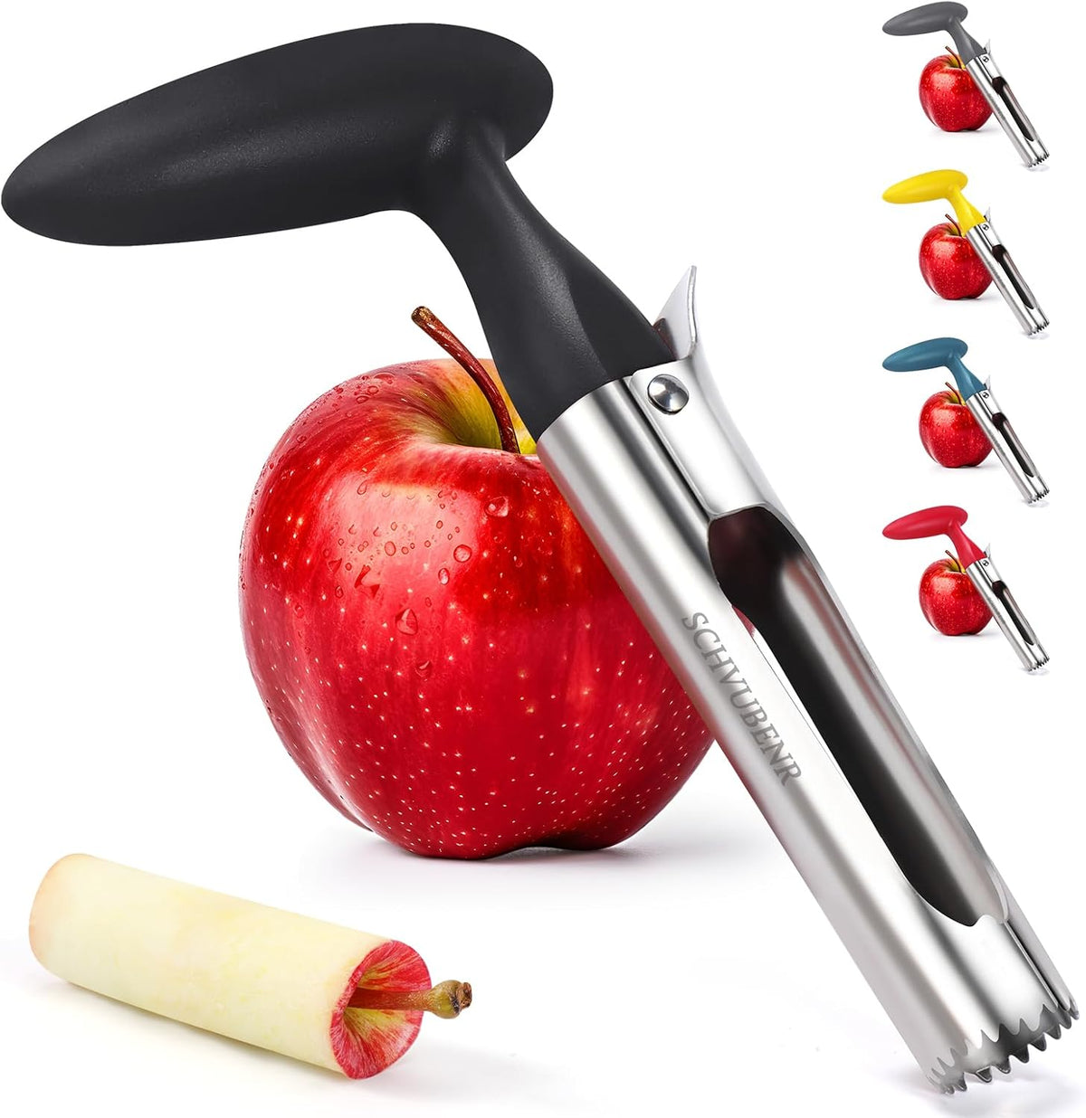 Premium Apple Corer Tool - Easy to Use and Clean - Sturdy Apple Core Remover with Sharp Serrated Blades - Stainless Steel Corers for Apple and Pear - Core Fruits with Ease(Red)