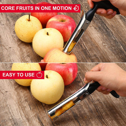 Premium Apple Corer Tool - Easy to Use and Clean - Sturdy Apple Core Remover with Sharp Serrated Blades - Stainless Steel Corers for Apple and Pear - Core Fruits with Ease(Red)