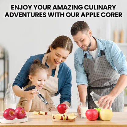 Premium Apple Corer Tool - Easy to Use and Clean - Sturdy Apple Core Remover with Sharp Serrated Blades - Stainless Steel Corers for Apple and Pear - Core Fruits with Ease(Red)