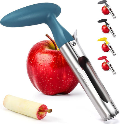Premium Apple Corer Tool - Easy to Use and Clean - Sturdy Apple Core Remover with Sharp Serrated Blades - Stainless Steel Corers for Apple and Pear - Core Fruits with Ease(Red)