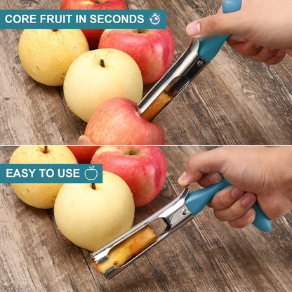 Premium Apple Corer Tool - Easy to Use and Clean - Sturdy Apple Core Remover with Sharp Serrated Blades - Stainless Steel Corers for Apple and Pear - Core Fruits with Ease(Red)
