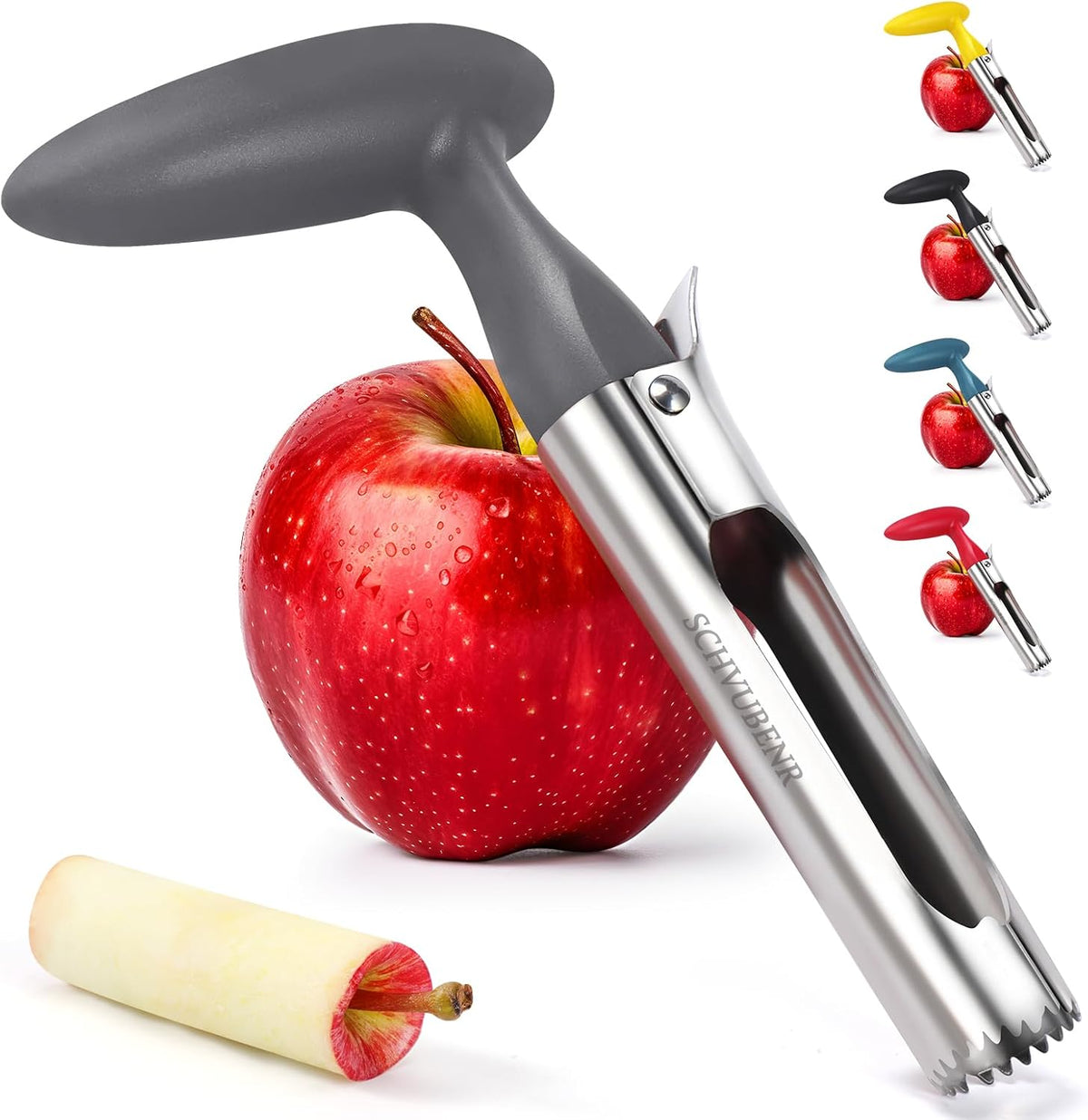 Premium Apple Corer Tool - Easy to Use and Clean - Sturdy Apple Core Remover with Sharp Serrated Blades - Stainless Steel Corers for Apple and Pear - Core Fruits with Ease(Red)