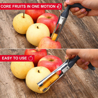 Premium Apple Corer Tool - Easy to Use and Clean - Sturdy Apple Core Remover with Sharp Serrated Blades - Stainless Steel Corers for Apple and Pear - Core Fruits with Ease(Red)