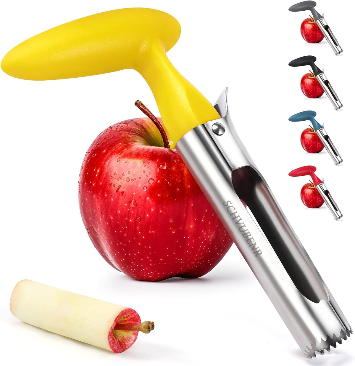Premium Apple Corer Tool - Easy to Use and Clean - Sturdy Apple Core Remover with Sharp Serrated Blades - Stainless Steel Corers for Apple and Pear - Core Fruits with Ease(Red)
