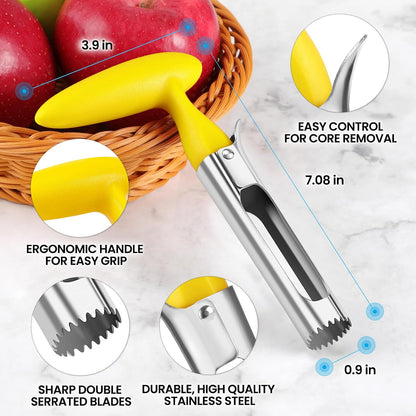 Premium Apple Corer Tool - Easy to Use and Clean - Sturdy Apple Core Remover with Sharp Serrated Blades - Stainless Steel Corers for Apple and Pear - Core Fruits with Ease(Red)
