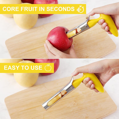 Premium Apple Corer Tool - Easy to Use and Clean - Sturdy Apple Core Remover with Sharp Serrated Blades - Stainless Steel Corers for Apple and Pear - Core Fruits with Ease(Red)
