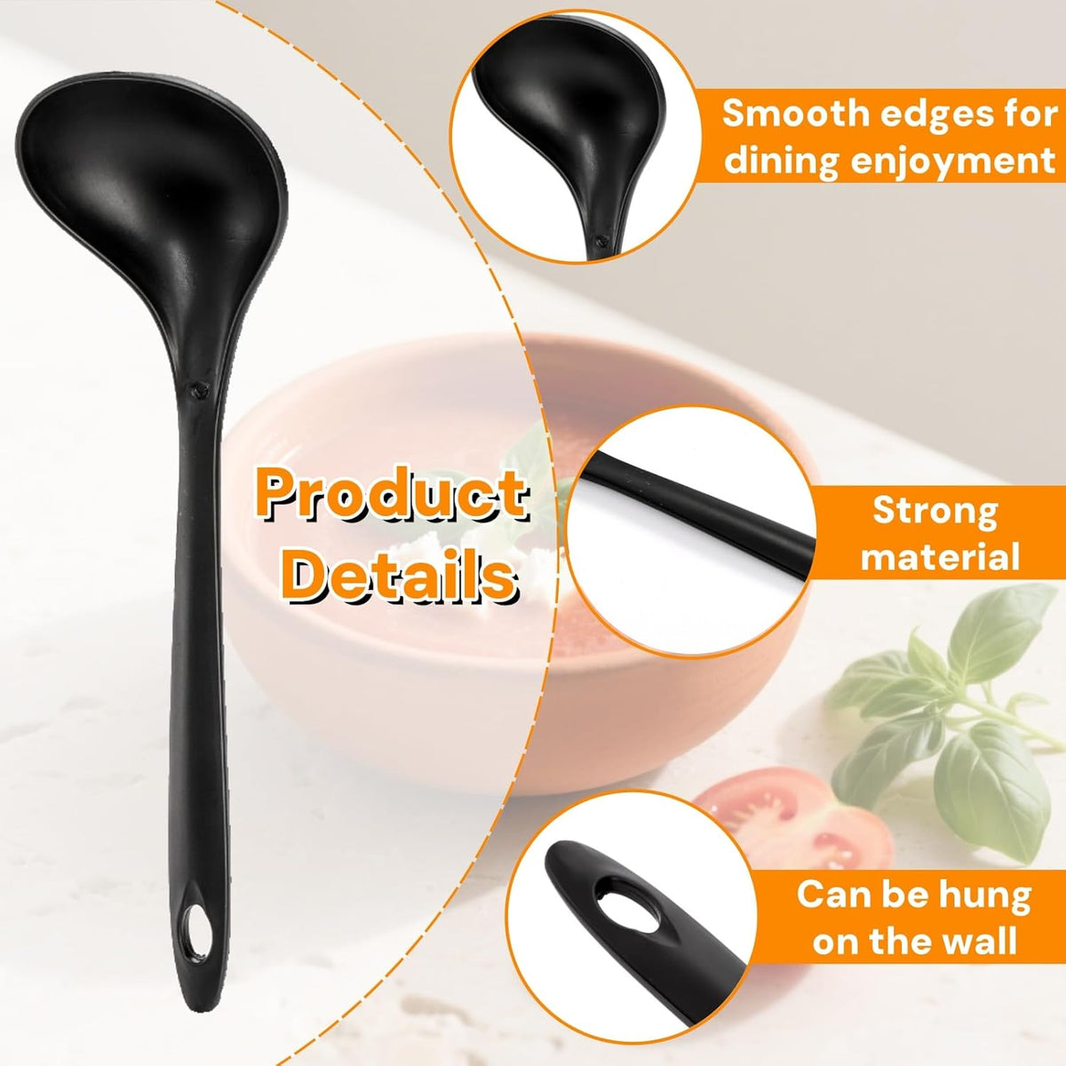 40 Pack Plastic Ladle Spoons, 1.5 Oz | 9 x 2.8 Inch Solid Serving Spoons with Long Handle, Heat Resistant Large Soup Ladle Bulk for Party Catering Buffet Restaurant