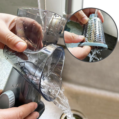 Hand Crank Rotary Cheese Grater Veggie Slicer Carrot Shredder | With 3 interchangable sharpe drum blades, strong sunction base, shred block of cheese in seconds, safe and efficient