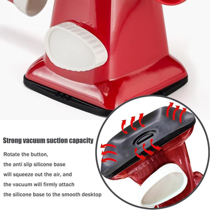 Hand Crank Rotary Cheese Grater Veggie Slicer Carrot Shredder | With 3 interchangable sharpe drum blades, strong sunction base, shred block of cheese in seconds, safe and efficient