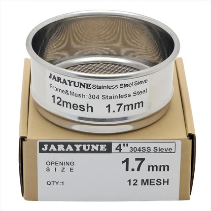 4 Inch 12 Mesh Stainless Steel Test Sieve, 1.7 mm Aperture