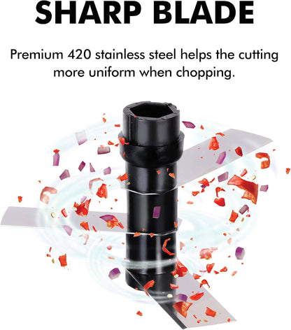 Vegetable Chopper, Manual Food Chopper with Hand Pull String, 500ml | Manual Food Processor, Sharp Stainless Steel Blade, Non-slip Base, Dishwasher Safe, No BPA, Portable, for Veggie, Fruit, Nut