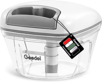 Vegetable Chopper, Manual Food Chopper with Hand Pull String, 500ml | Manual Food Processor, Sharp Stainless Steel Blade, Non-slip Base, Dishwasher Safe, No BPA, Portable, for Veggie, Fruit, Nut