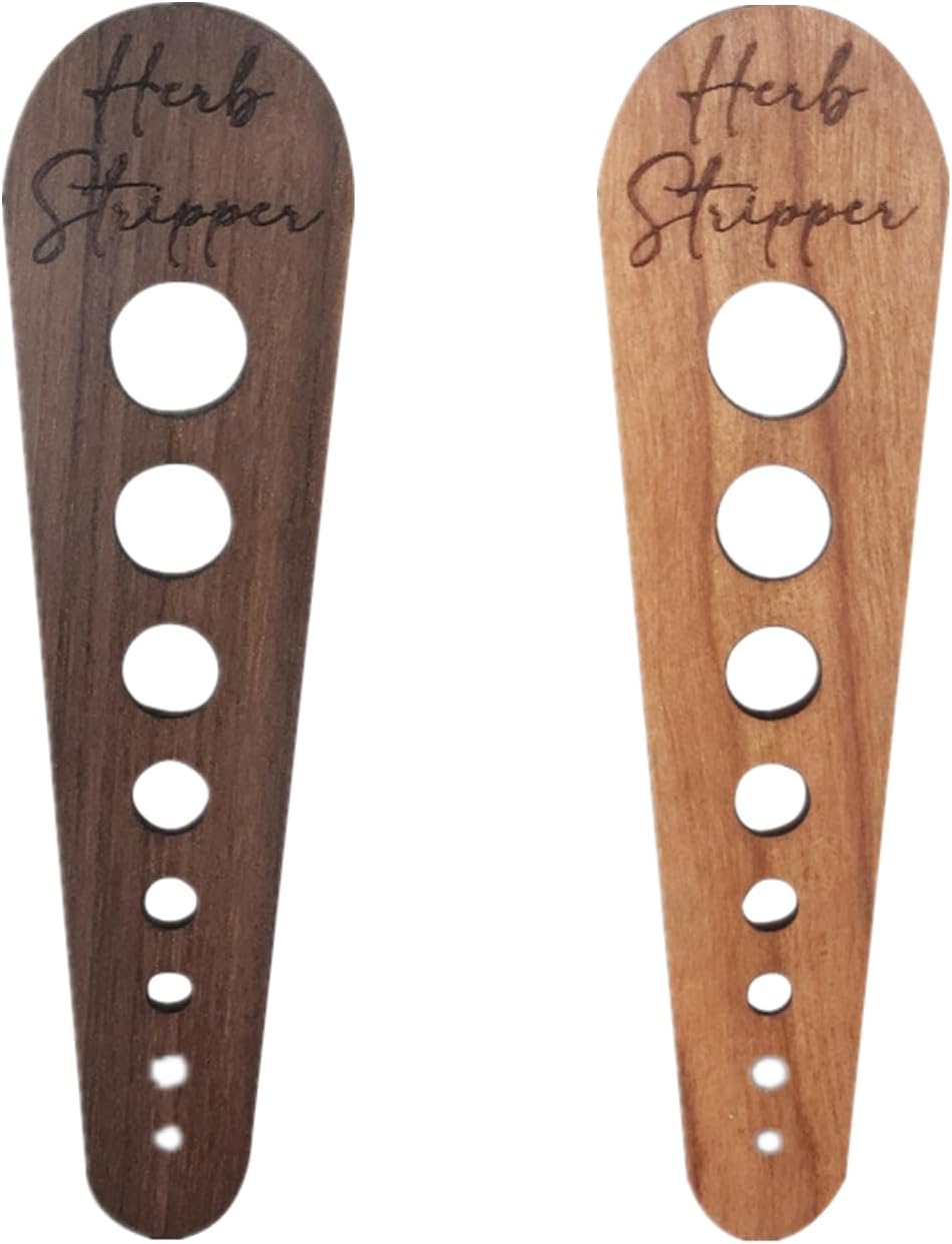 2 Pcs Herb Stripper Wooden Leaf Stripping Tool | 8 Different Sizes Aperture, Herb Leaf Remover Gadget, For Fresh Herbs, Vegetables