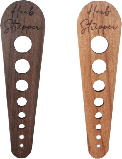 2 Pcs Herb Stripper Wooden Leaf Stripping Tool | 8 Different Sizes Aperture, Herb Leaf Remover Gadget, For Fresh Herbs, Vegetables