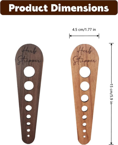 2 Pcs Herb Stripper Wooden Leaf Stripping Tool | 8 Different Sizes Aperture, Herb Leaf Remover Gadget, For Fresh Herbs, Vegetables
