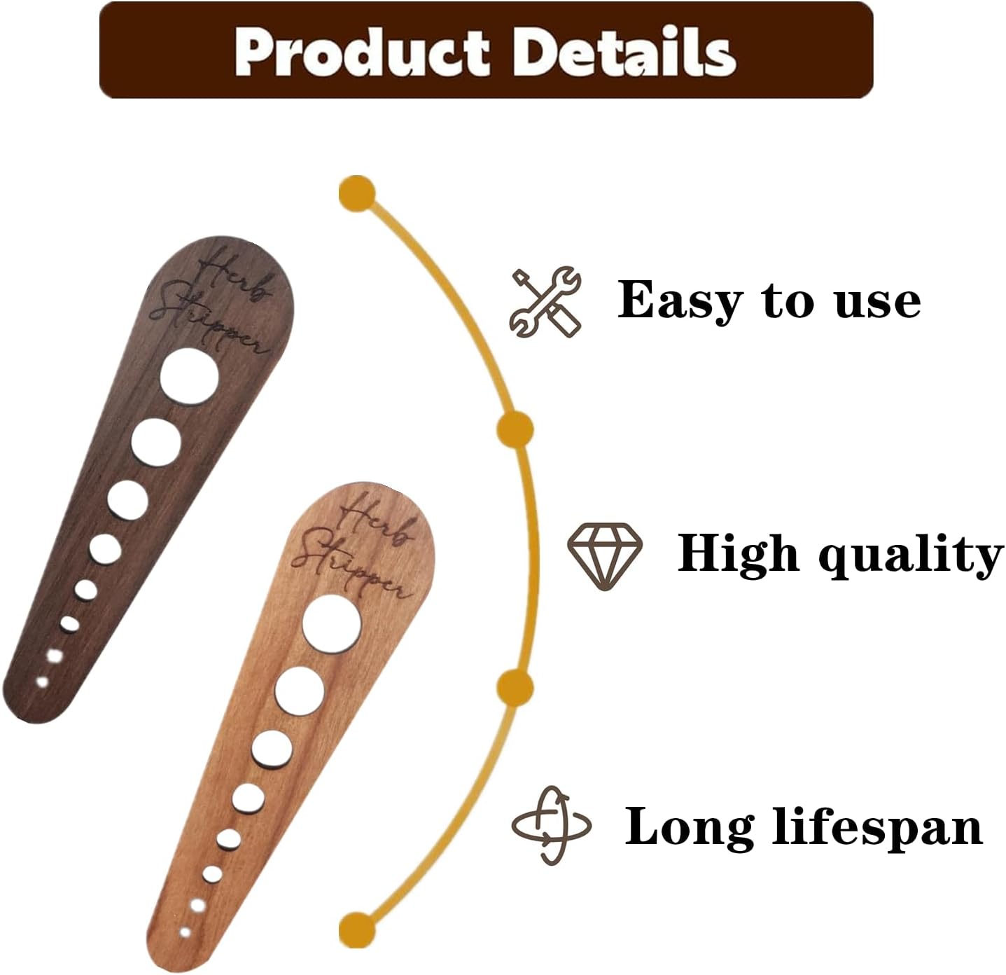 2 Pcs Herb Stripper Wooden Leaf Stripping Tool | 8 Different Sizes Aperture, Herb Leaf Remover Gadget, For Fresh Herbs, Vegetables
