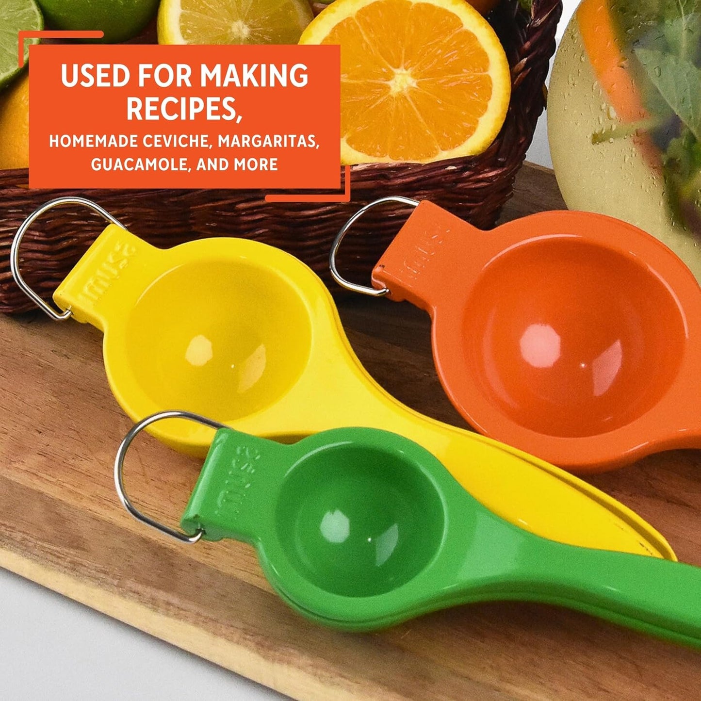 IMUSA 3-Pack Manual Citrus Juicer Set Lemon Squeezer Lime Juicer Orange Press Hand Juicer 7.7 8.6 9 in Cast Aluminum with Straining Holes for Kitchen Cocktails Beverages