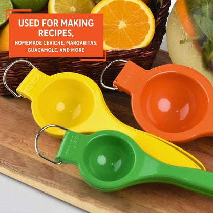 IMUSA 3-Pack Manual Citrus Juicer Set Lemon Squeezer Lime Juicer Orange Press Hand Juicer 7.7 8.6 9 in Cast Aluminum with Straining Holes for Kitchen Cocktails Beverages