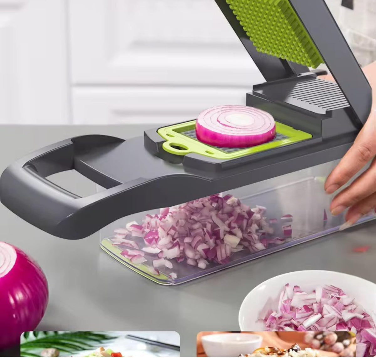 Frekia16 in 1 Vegetable Chopper Dicer With Container Mandoline Slicer Vegetable Cutter Onion Potato Fruit Food Manual Hand Cooking Gadget for kitchen Stainless Steel For 9 Blades salad kitchen tool