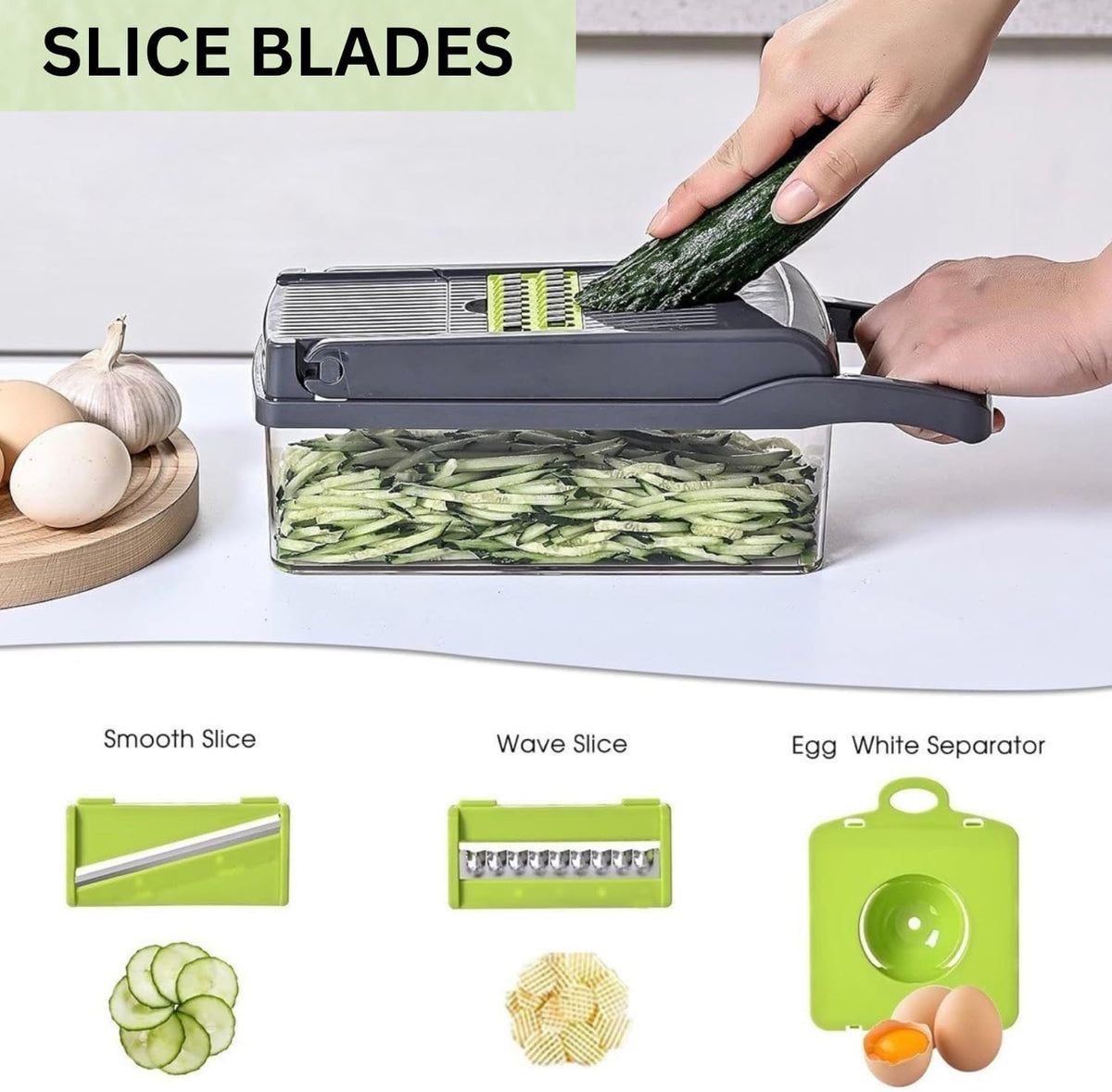 Frekia16 in 1 Vegetable Chopper Dicer With Container Mandoline Slicer Vegetable Cutter Onion Potato Fruit Food Manual Hand Cooking Gadget for kitchen Stainless Steel For 9 Blades salad kitchen tool