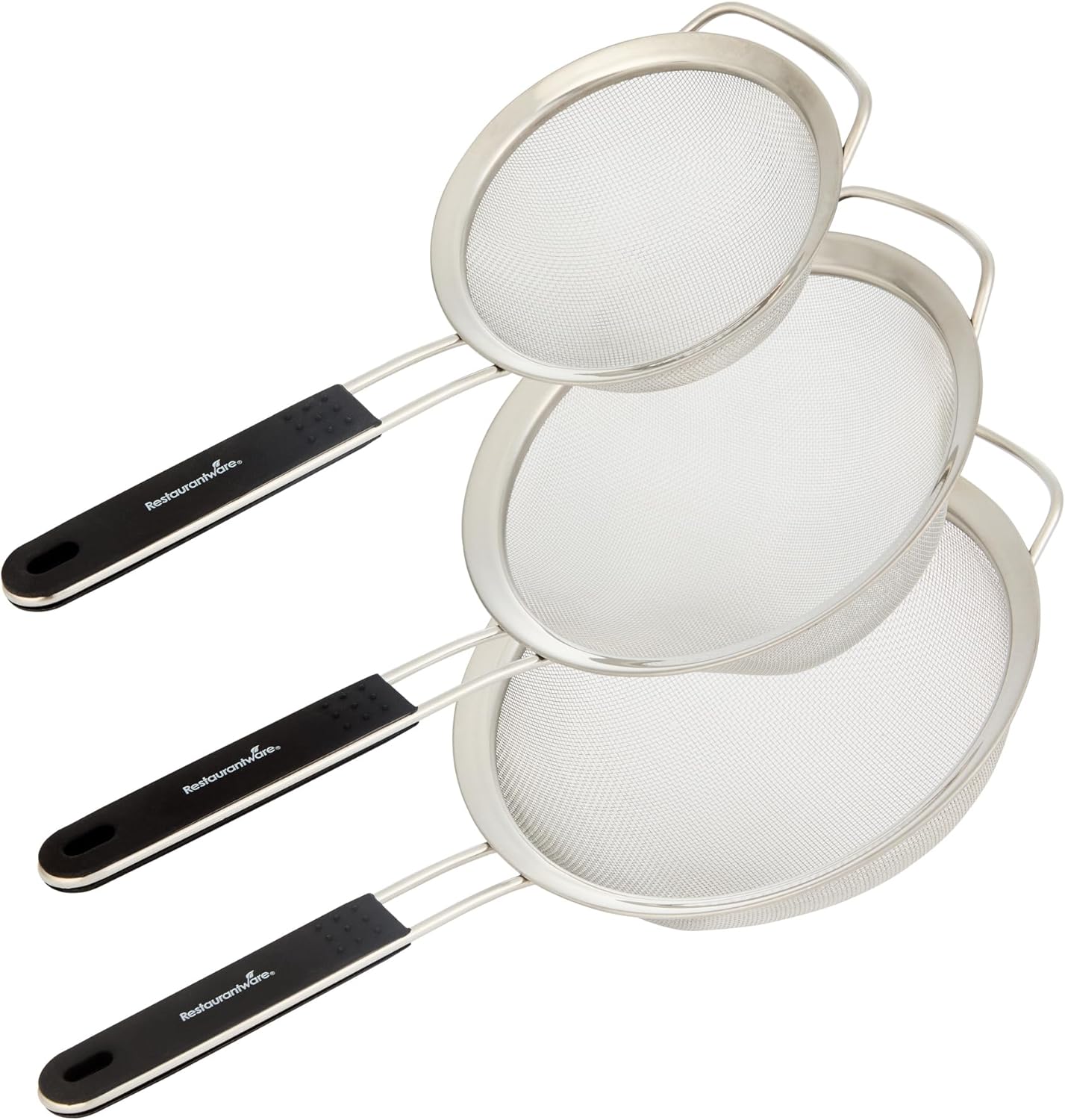 Fine Mesh Strainer 1 Count 12.6" x 5.5" x 2.3" with Silicone Handle Stainless Steel Extra Fine Mesh Strainer Heat-Resistant Handle Dishwasher-Safe for Rice, Quinoa, Pasta