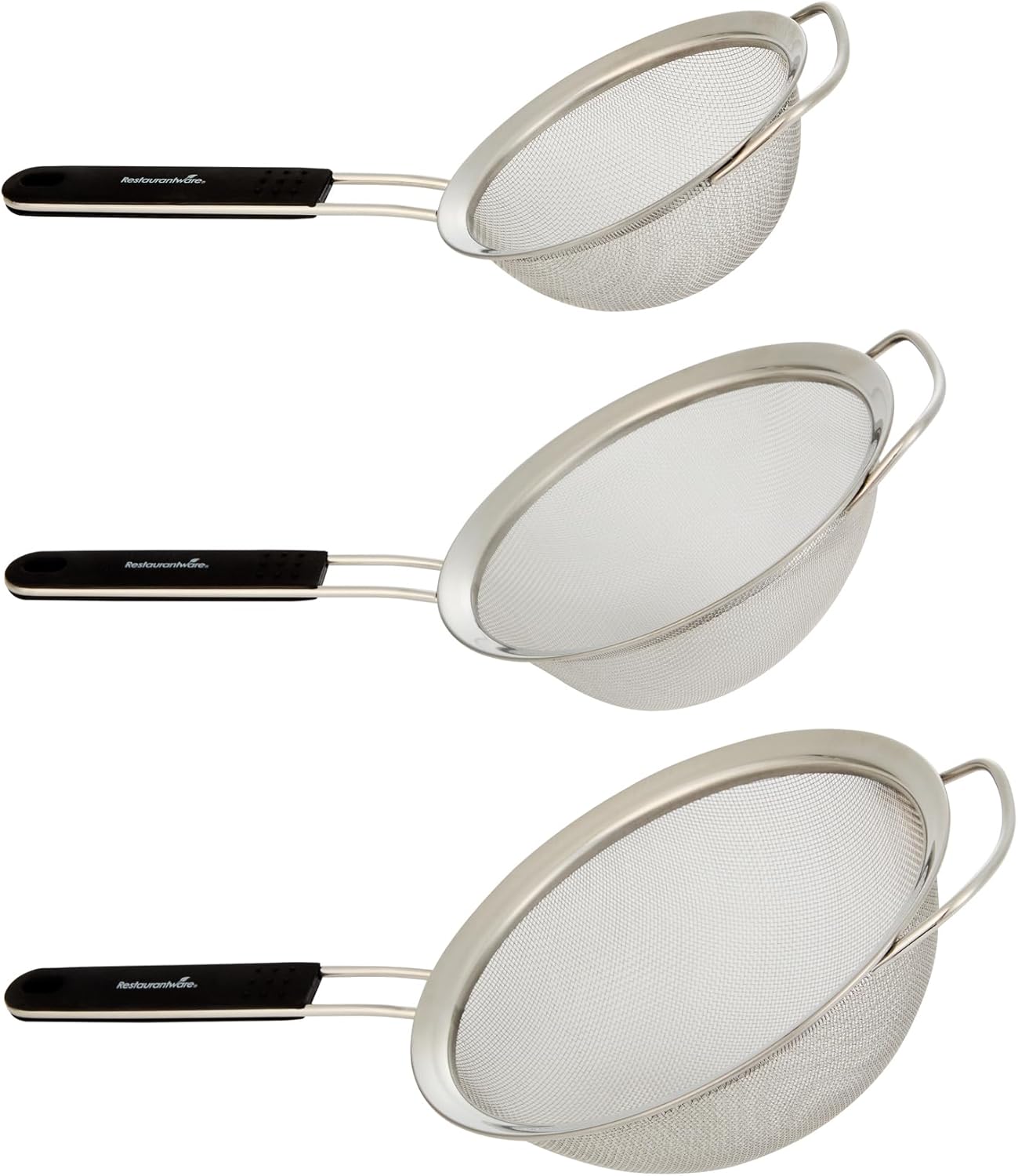 Fine Mesh Strainer 1 Count 12.6" x 5.5" x 2.3" with Silicone Handle Stainless Steel Extra Fine Mesh Strainer Heat-Resistant Handle Dishwasher-Safe for Rice, Quinoa, Pasta