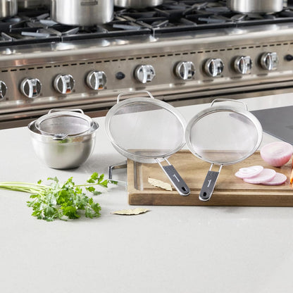 Fine Mesh Strainer 1 Count 12.6" x 5.5" x 2.3" with Silicone Handle Stainless Steel Extra Fine Mesh Strainer Heat-Resistant Handle Dishwasher-Safe for Rice, Quinoa, Pasta