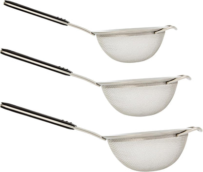 Fine Mesh Strainer 1 Count 12.6" x 5.5" x 2.3" with Silicone Handle Stainless Steel Extra Fine Mesh Strainer Heat-Resistant Handle Dishwasher-Safe for Rice, Quinoa, Pasta