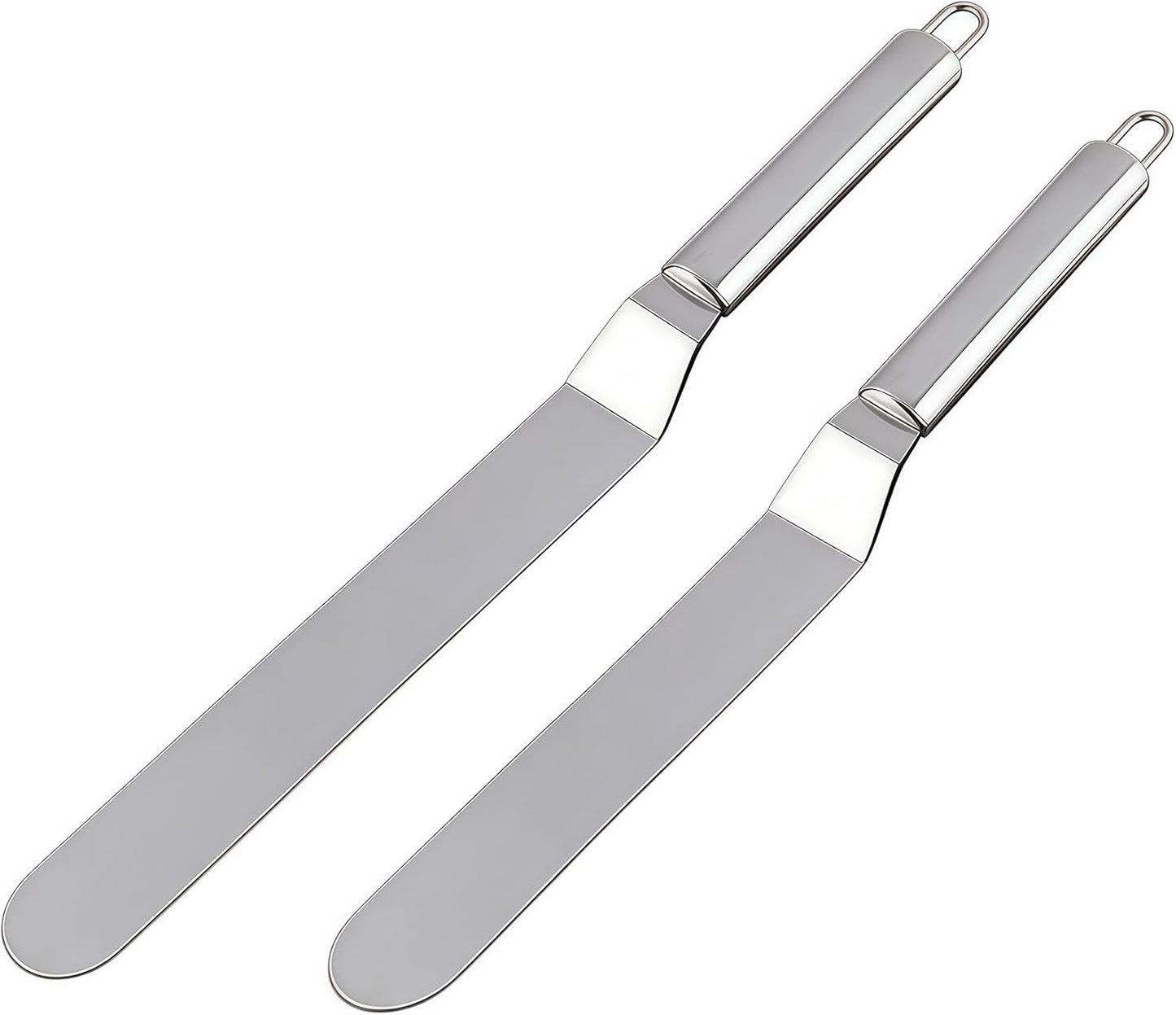 Offset Spatula Set - 2Pcs 6" & 8" Stainless Steel Icing Frosting Smoother - Cake Decorating Tools for Cake Decorating, Baking