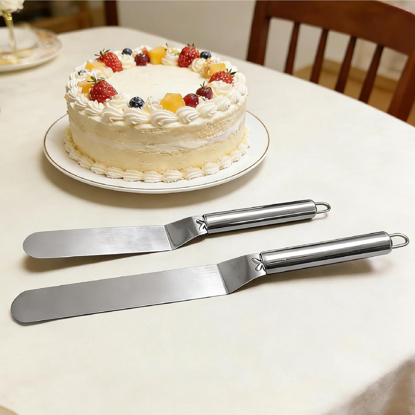 Offset Spatula Set - 2Pcs 6" & 8" Stainless Steel Icing Frosting Smoother - Cake Decorating Tools for Cake Decorating, Baking