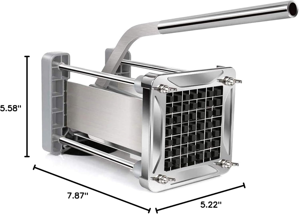 French Fry Cutter, Professional Stainless Steel Potato Cutter with 1/2", 1/4", 3/8" & Wedge Blades for Potatoes, Carrots, Apples