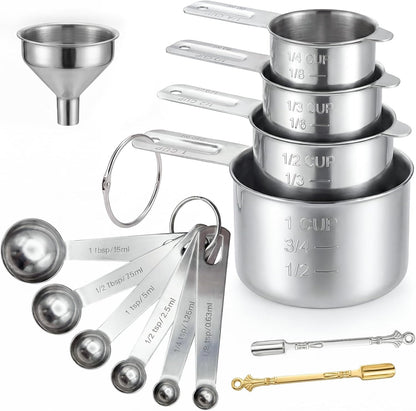 Measuring Spoons, Premium Heavy Duty Stainless Steel Measuring Spoons Cups Set, Small Tablespoon with Metric and US Measurements, Set of 6 for Measuring Dry and Liquid Ingredients