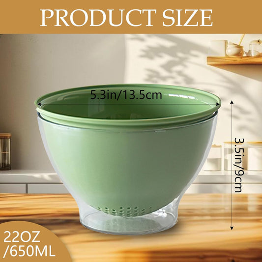 Multifunctional Fruit Strainer Container with Strainer, 2-in-1 Drain Basket for Washing, Storing & Serving, Berry Fridge Storage Box, Kitchen Sink Use (Green)