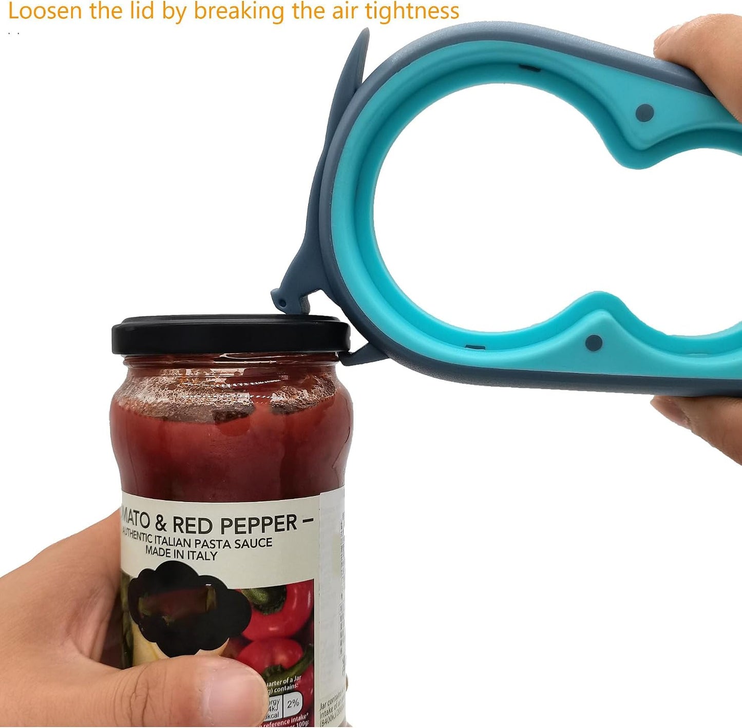Jar Opener & Bottle Opener for Seniors with Arthritis, Weak Hands, 4-Pieces | Multi-use Lid Opener Set with Non-slip Rubber Gripper Pad & Wine Opener, Great for Senior Parents, Grandparents or Loved Ones
